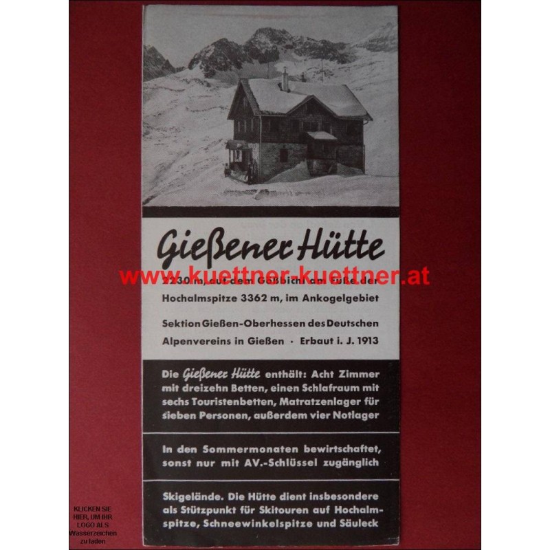 Prospekt Gießener Huette - 1938