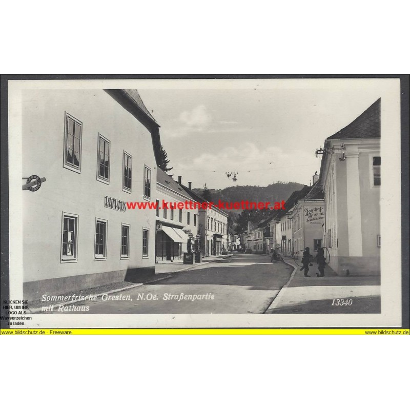 AK - Sommerfrische Gresten - Straßenpartie mit Rathaus