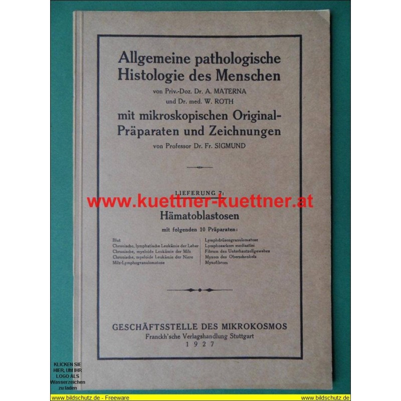 Allgemeine pathologische Histologie des Menschen. Lfg. 7 (1927) Allgemeine pathologische Histologie des Menschen. Lfg. 7 (1927)