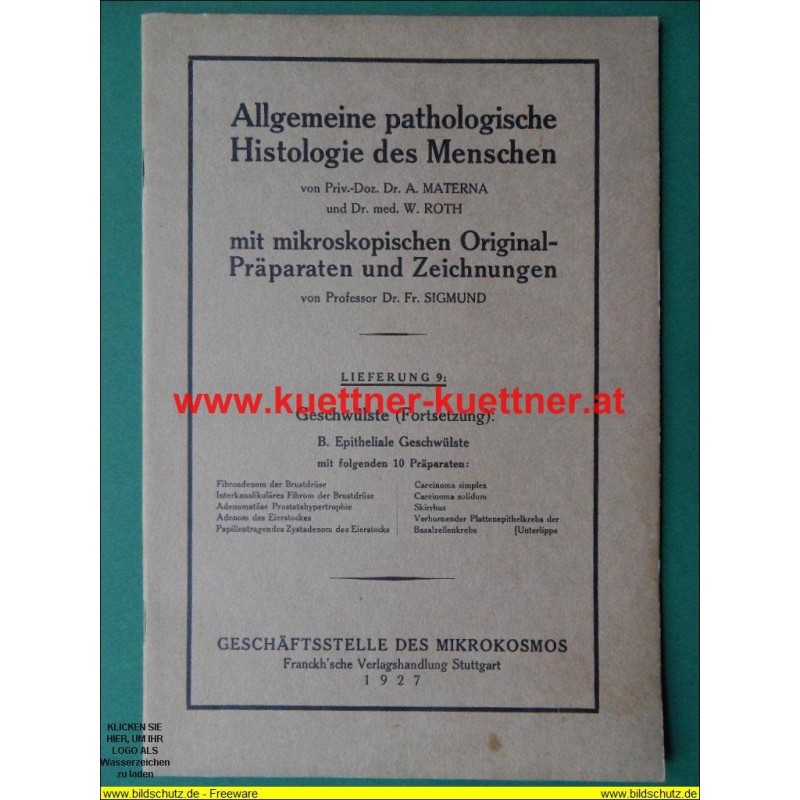 Allgemeine pathologische Histologie des Menschen. Lfg. 9 (1927) Allgemeine pathologische Histologie des Menschen. Lfg. 9 (1927)