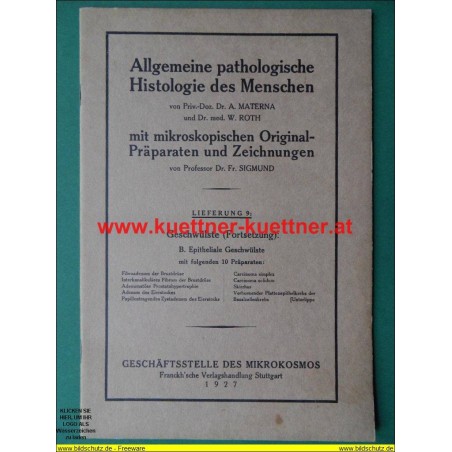Allgemeine pathologische Histologie des Menschen.  Lfg. 9 (1927)