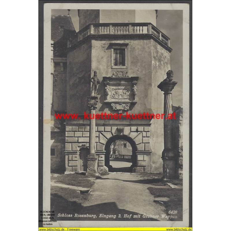 AK - Schloss Rosenburg, Eingang 2. Hof mit Grabner Wappen