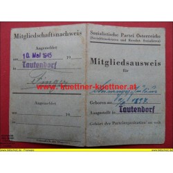 Mitgliedsausweis SPÖ 1945 -...
