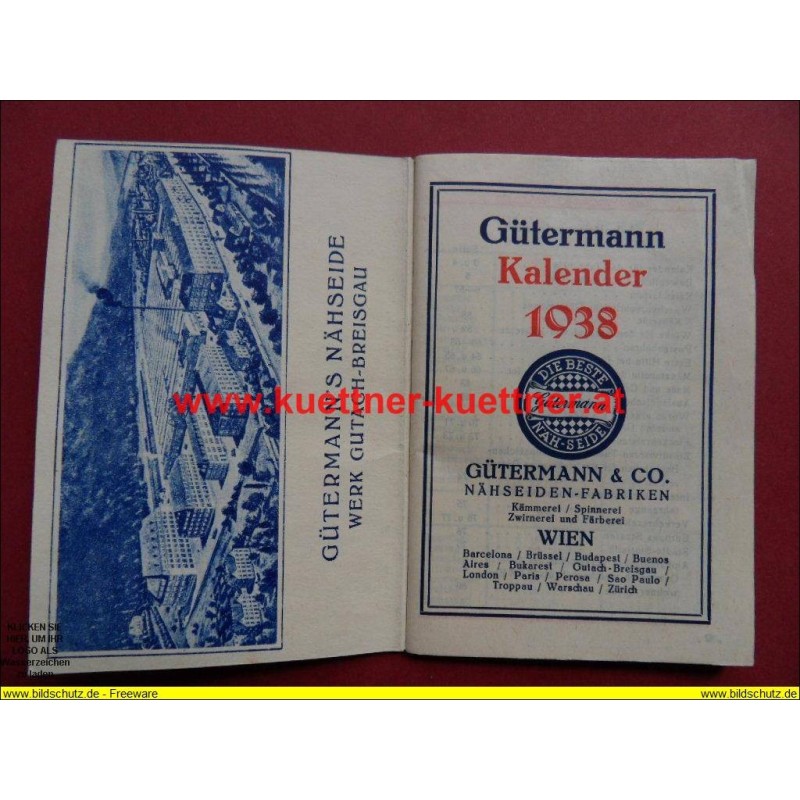 Kalender -  Gütermann´s Nähseide (1938)