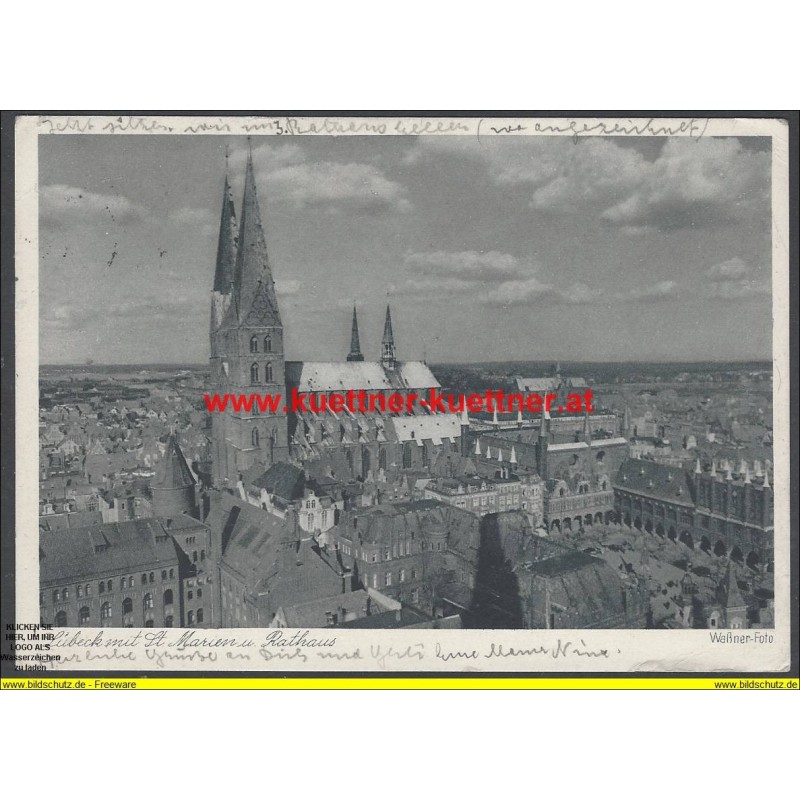 AK - Lübeck mit St. Marien u. Rathaus (SH) AK - Lübeck mit St. Marien u. Rathaus (SH)