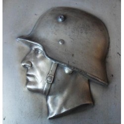 Blechschild - Soldatenkopf mit Stahlhelm