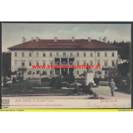 AK - Bardejov - Bartfa-Fürdö - Hotel mit Elisabeth Statue