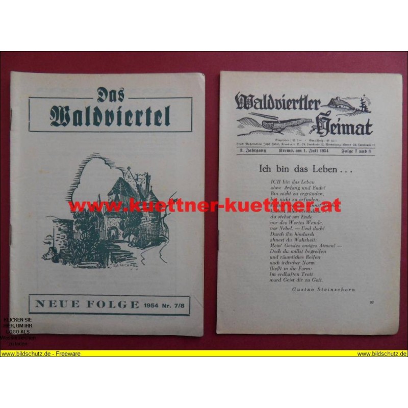 Das Waldviertel 3. Jahrg. / 1. Juli 1954 / Folge 7 und 8 mit Waldviertler Heimat