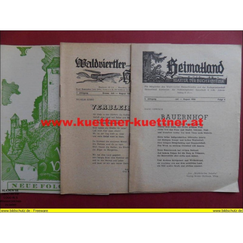 Das Waldviertel 7. Jahrg. / Juli-August 1958 / Folge 7-8 mit Waldviertler Heimat u. Heimatland