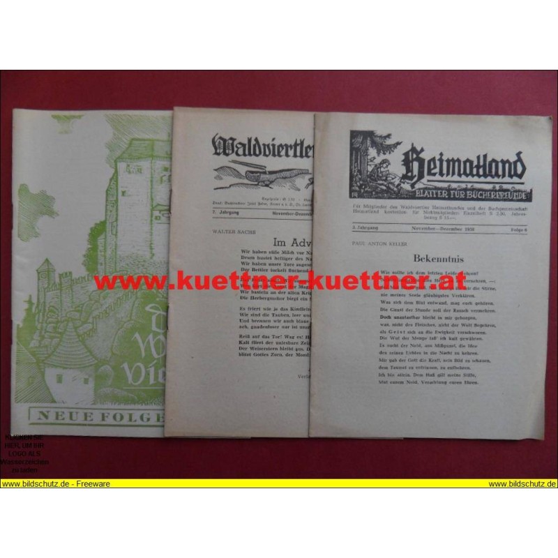 Das Waldviertel 7. Jahrg. / Nov.-Dez. 1958 / Folge 11-12 mit Waldviertler Heimat u. Heimatland