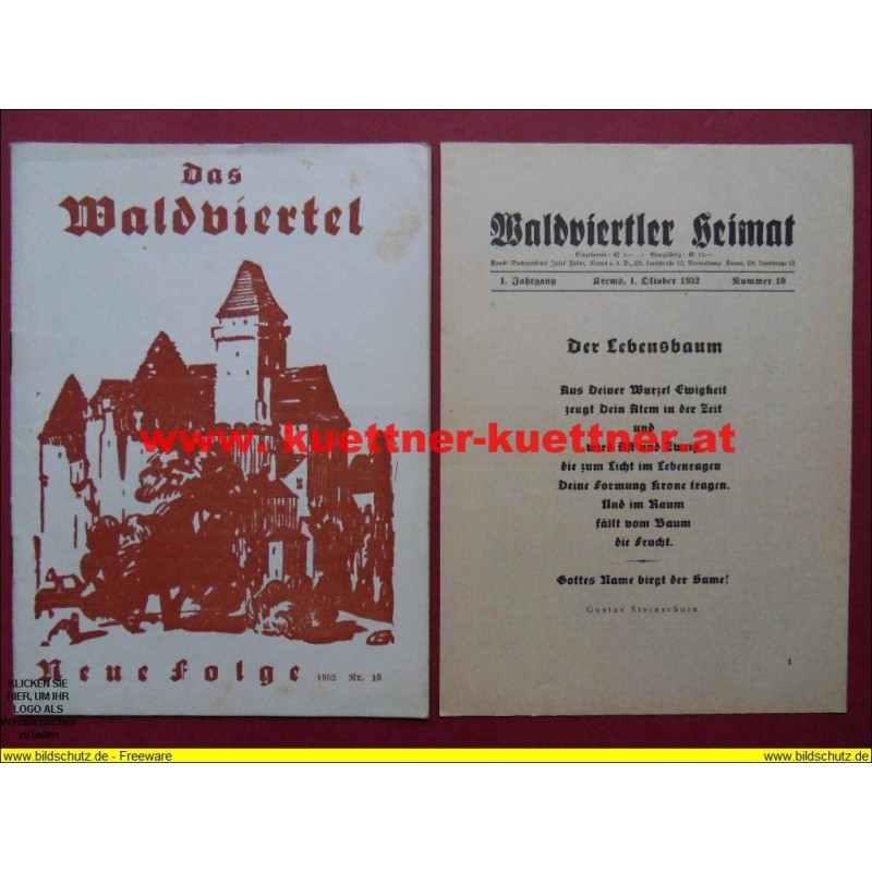 Das Waldviertel 1. Jahrg. / Oktober 1952 / Nr. 10 mit Waldviertler Heimat