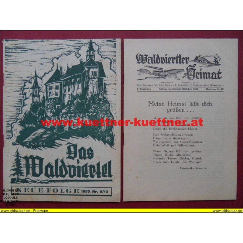 Das Waldviertel 4. Jahrg. / Sept. - Okt. 1955 / Nr. 9-10 mit Waldviertler Heimat