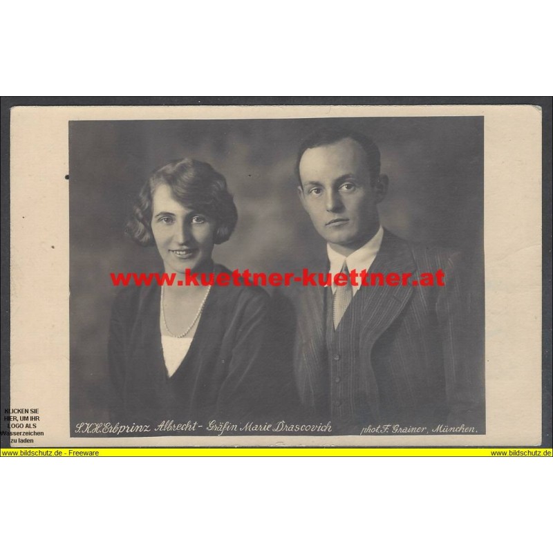 AK - Erbprinz Albrecht v. Bayern - Gräfin Marie Drascovich AK - Erbprinz Albrecht v. Bayern - Gräfin Marie Drascovich