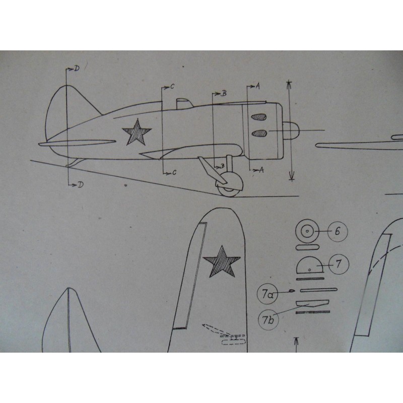 Alter Modellbauplan russischer Jagdeinsitzer J-16 "Rata" Alter Modellbauplan russischer Jagdeinsitzer J-16 "Rata"