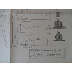 Alter Modellbauplan russischer Jagdeinsitzer J-16 "Rata"