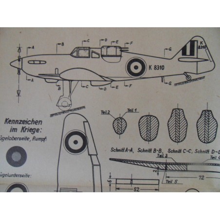 Alter Modellbauplan engl. Jagdzweisitzer Boulton - Paul "Defiant"