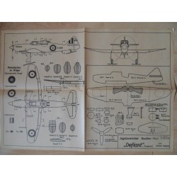 Alter Modellbauplan engl. Jagdzweisitzer Boulton - Paul "Defiant"