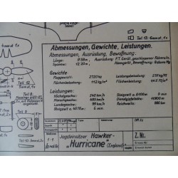 Alter Modellbauplan engl. Jagdeinsitzer Hawker "Hurricane"