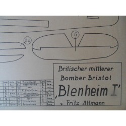 Alter Modellbauplan Britischer mittlerer Bomber Bristol "Blenheim I"