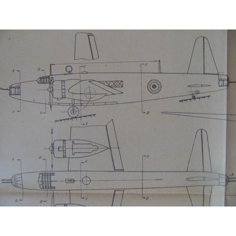 Alter Modellbauplan Bombenflugzeug Vickers-Armstrong Wellington