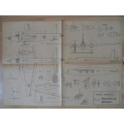 Alter Modellbauplan Bombenflugzeug Vickers-Armstrong Wellington