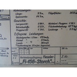 Alter Modellbauplan Verbindungsflugzeug Fieseler Fi-156-Storch