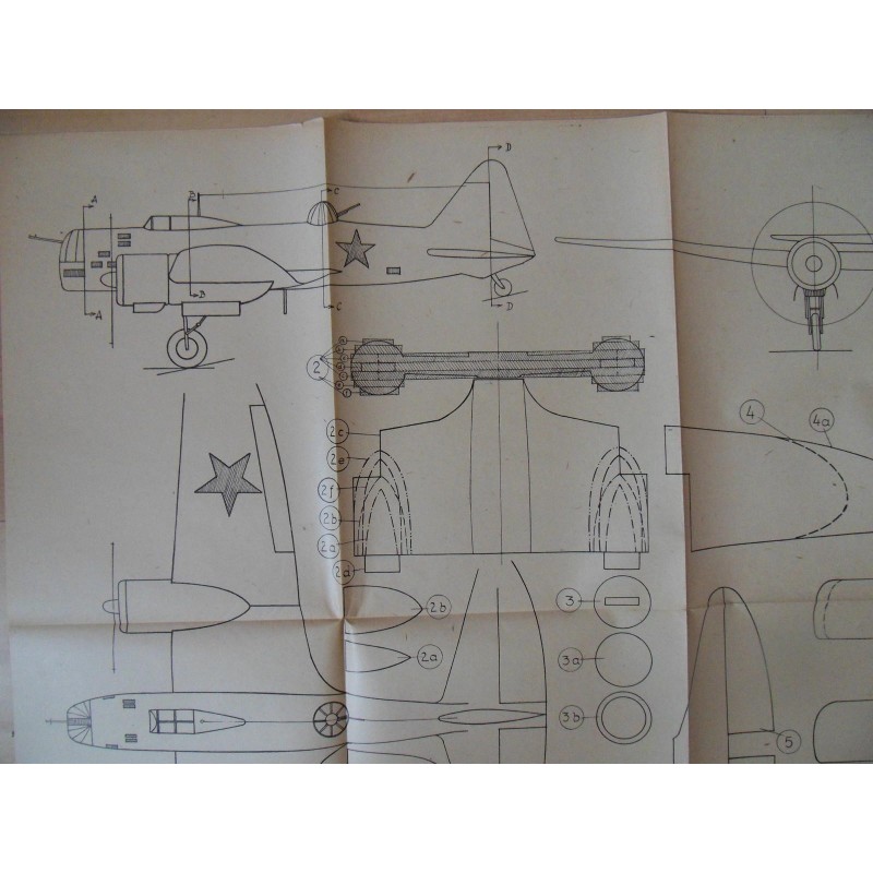 Alter Modellbauplan russischer mittlerer Bomber D.B. 3. Alter Modellbauplan russischer mittlerer Bomber D.B. 3.