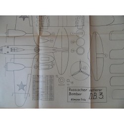 Alter Modellbauplan russischer mittlerer Bomber D.B. 3.