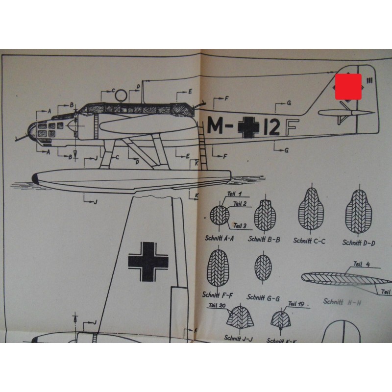 Alter Modellbauplan Segelflugzeug Heinkel He-115