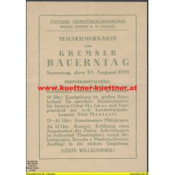 Kremser Bauerntag Teilnehmer Karte (1948)