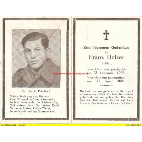 Sterbebildchen | death card WW2 | Franz Holzer