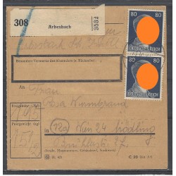 Paketkarte Arbesbach nach Wien, Uffz. Land. Schütz. Batl.