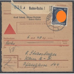 Paketkarte Baden-Baden nach Horn, ND