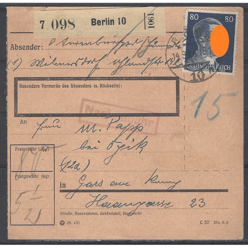 Paketkarte Berlin 10 nach Gars am Kamp ND