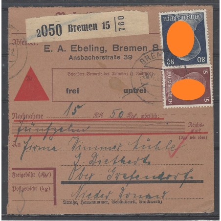 Paketkarte Bremen nach Ober-Grafendorf, Nieder Donau