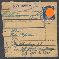 Paketkarte Ducherow nach Zitternberg, Post Gars a. K.