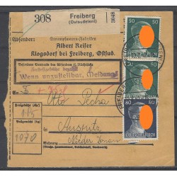 Paketkarte Freiberg (Ostsudetenland) nach Auspitz ND