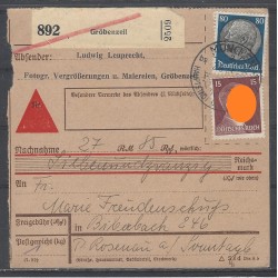 Paketkarte Gröbenzell nach Biberbach Post Rosenau
