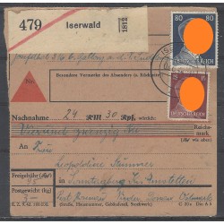 Paketkarte Iserwald nach Sonntagsberg, Post Rosenau, ND