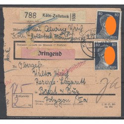 Paketkarte Köln-Zollstock nach Brest am Bug, Res. Lazarett