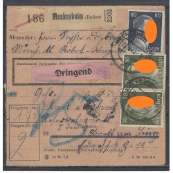Paketkarte Meckesheim (Baden) nach Brest am Bug Res. Lazarett