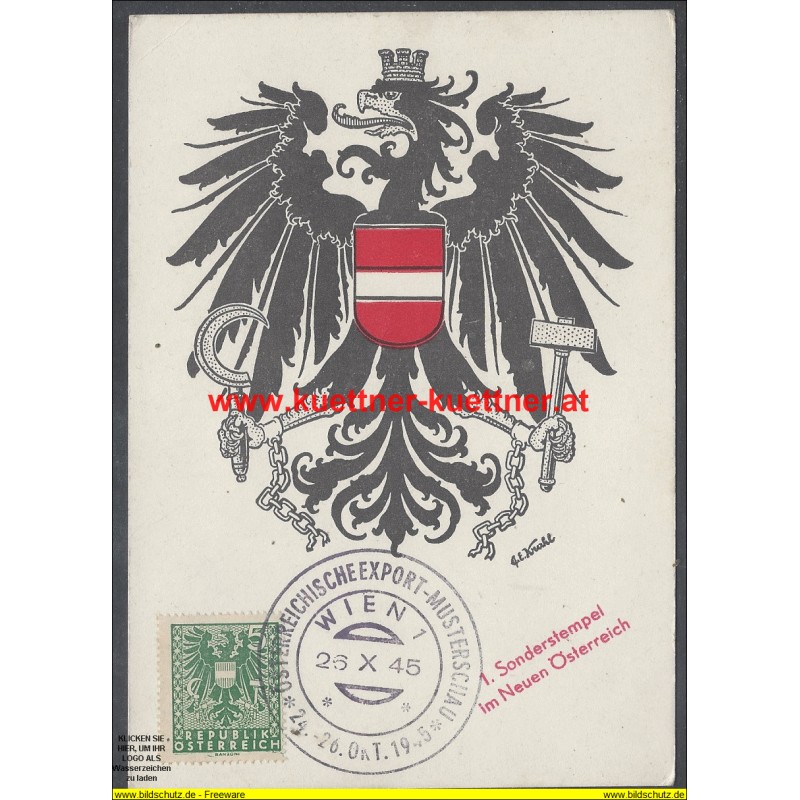 1. Sonderstempel im Neuen Österreich (1945) 1. Sonderstempel im Neuen Österreich (1945)