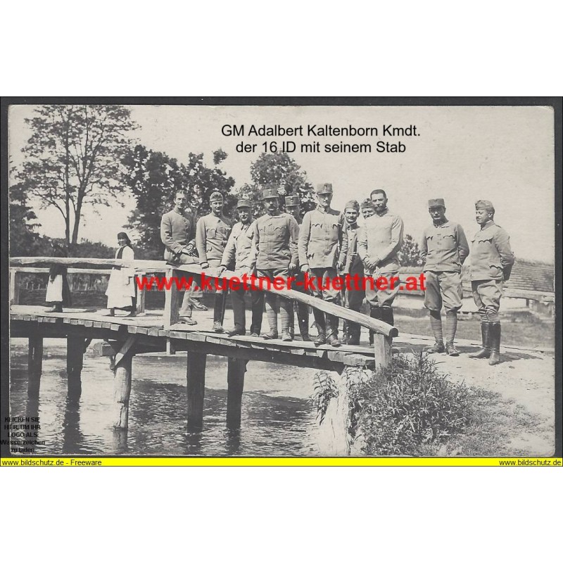 K.u.k. Foto - GM Kaltenborn mit Stab der 16. Div. in Podhorki Juni 1917