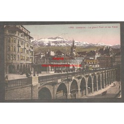 AK - Lausanne - Le grand Pont et les Alpes