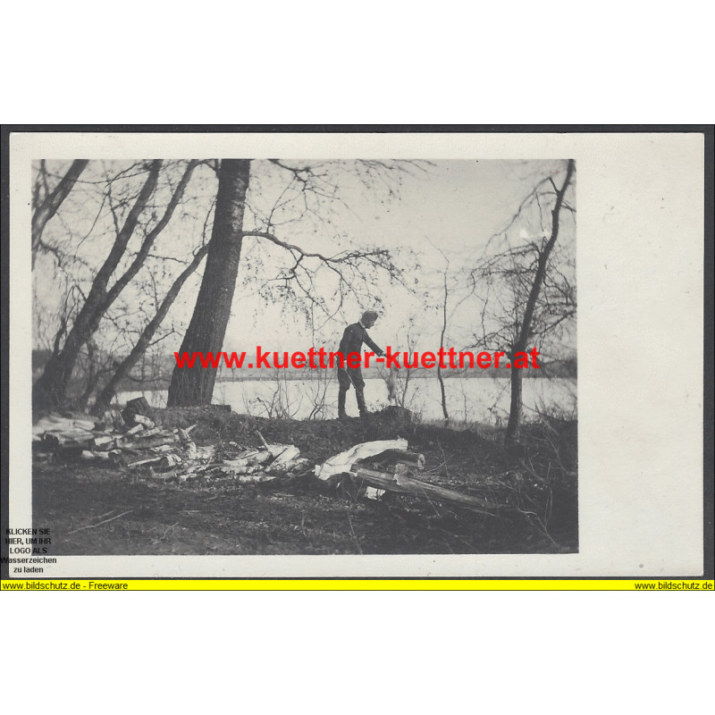 K.u.k. Foto - Rittm. Makk mit Hund in Strzelce 1915