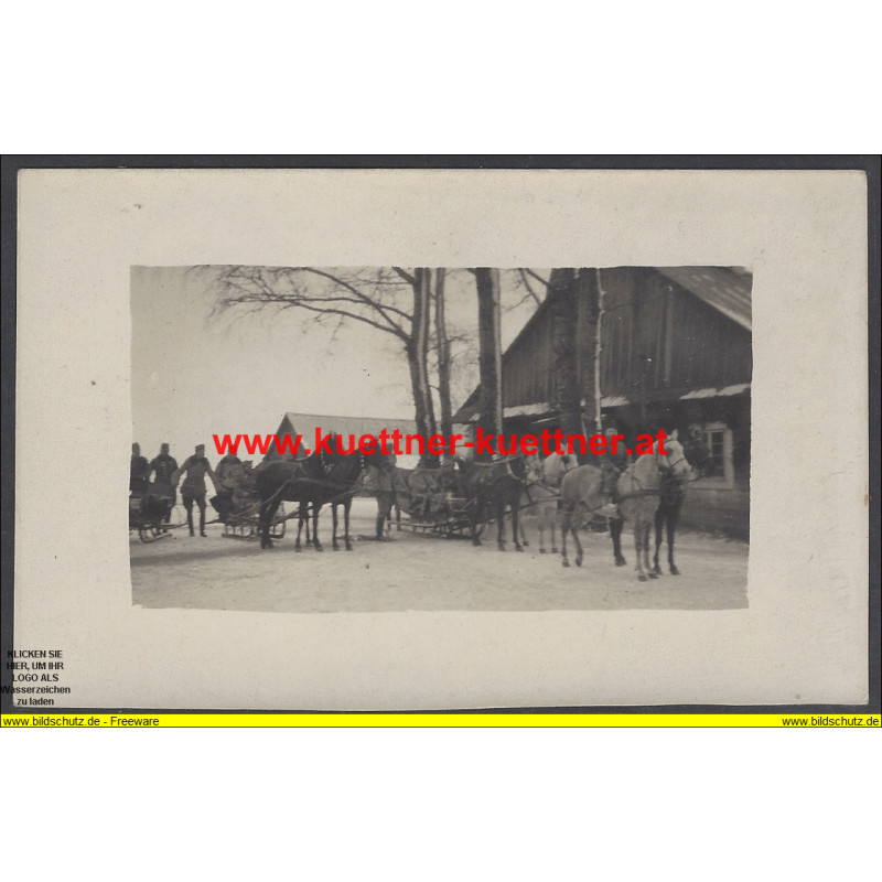 K.u.k. Foto - Eintreffen von der Jagd im Pferdeschlitten iauf Gut Waksztewlany 1916 K.u.k. Foto - Eintreffen von der Jagd im Pferdeschlitten iauf Gut Waksztewlany 1916