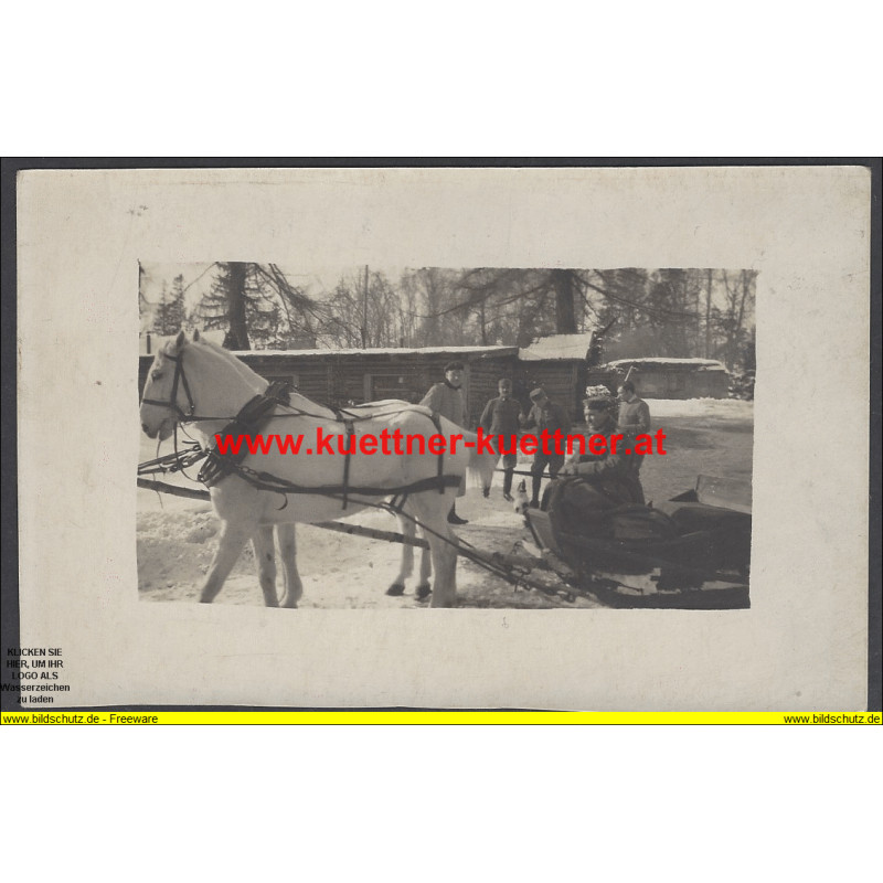 K.u.k. Foto - Deutscher Gast im Schlitten in Waksztewlany 1916 K.u.k. Foto - Deutscher Gast im Schlitten in Waksztewlany 1916