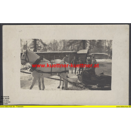 K.u.k. Foto - Deutscher Gast im Schlitten in Waksztewlany 1916