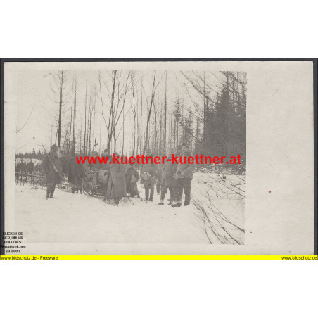 K.u.k. Foto - Jagd im Schlitten in Waksztewlany 1916