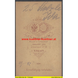 CdV - Ida Stolzle Photo Pohlnisch, Krems a. d. D.